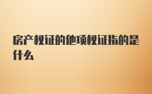 房产权证的他项权证指的是什么