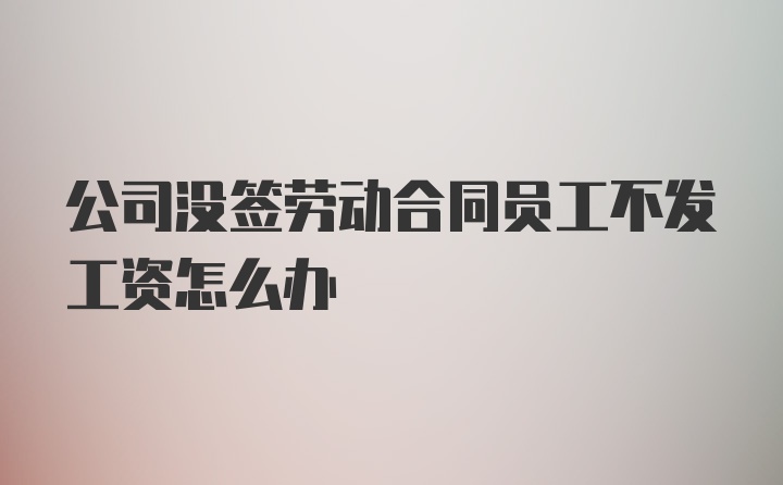 公司没签劳动合同员工不发工资怎么办