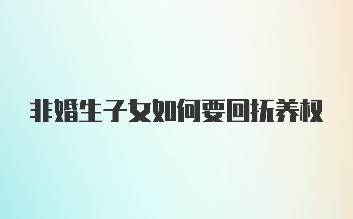 非婚生子女如何要回抚养权