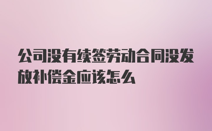 公司没有续签劳动合同没发放补偿金应该怎么