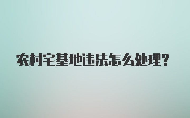 农村宅基地违法怎么处理？