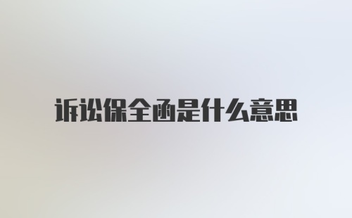 诉讼保全函是什么意思