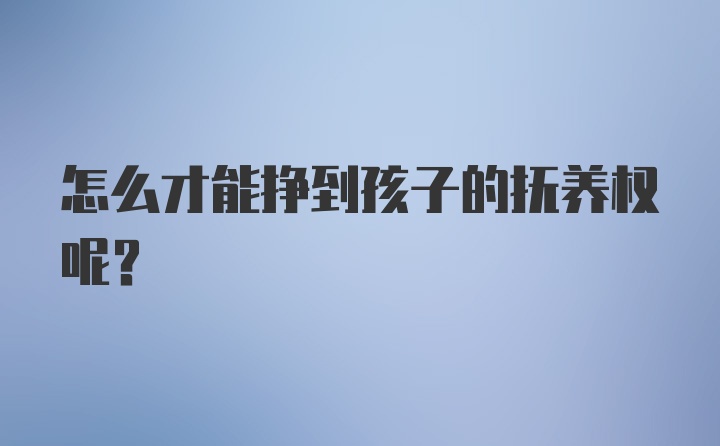 怎么才能挣到孩子的抚养权呢？