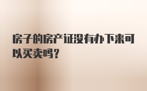 房子的房产证没有办下来可以买卖吗？