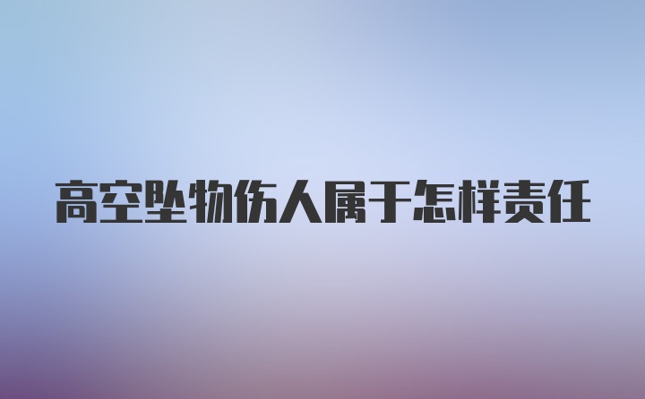 高空坠物伤人属于怎样责任