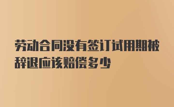 劳动合同没有签订试用期被辞退应该赔偿多少