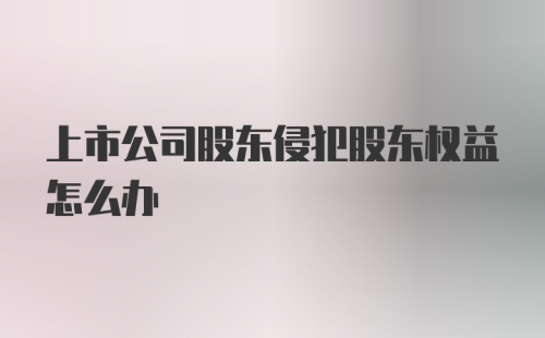 上市公司股东侵犯股东权益怎么办