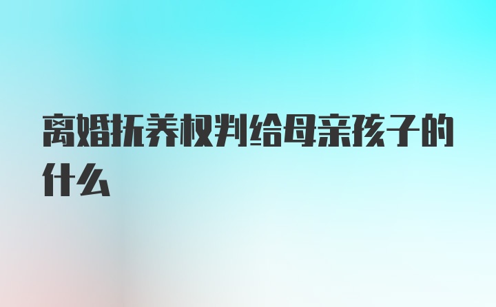 离婚抚养权判给母亲孩子的什么