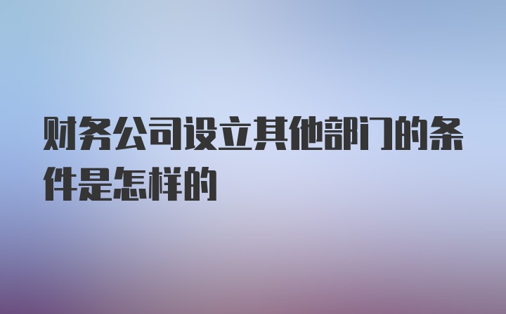 财务公司设立其他部门的条件是怎样的