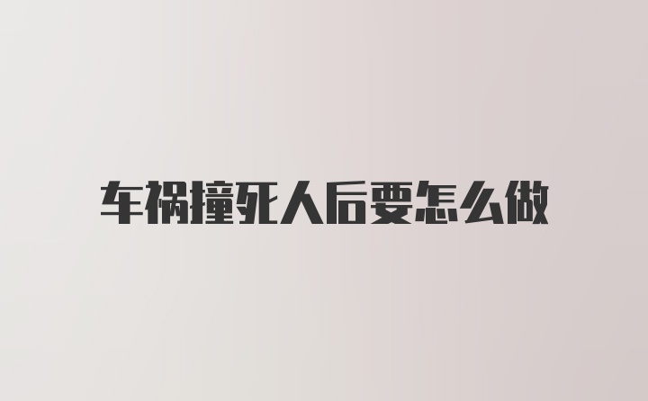 车祸撞死人后要怎么做