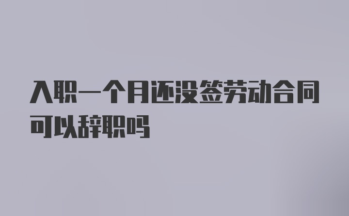 入职一个月还没签劳动合同可以辞职吗