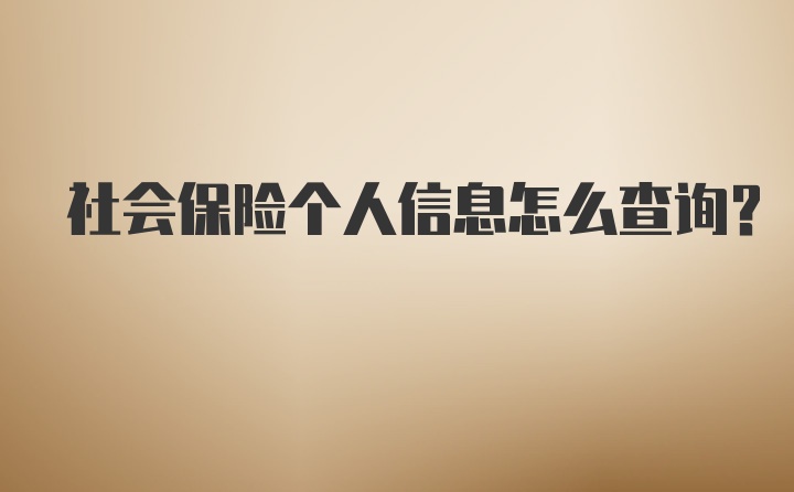 社会保险个人信息怎么查询？