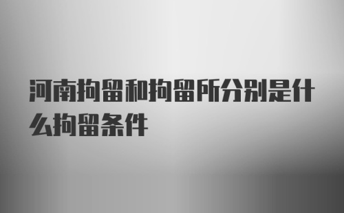 河南拘留和拘留所分别是什么拘留条件