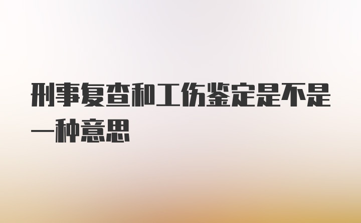 刑事复查和工伤鉴定是不是一种意思