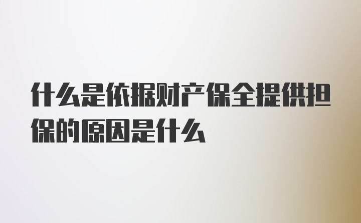 什么是依据财产保全提供担保的原因是什么