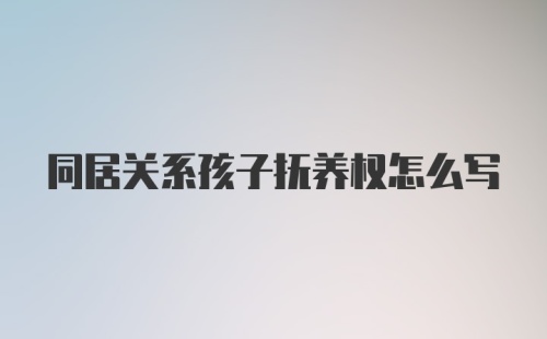 同居关系孩子抚养权怎么写