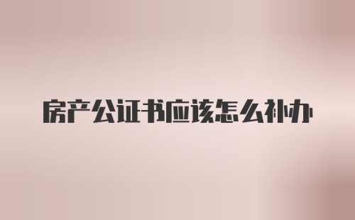 房产公证书应该怎么补办