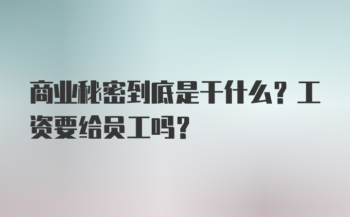 商业秘密到底是干什么？工资要给员工吗？