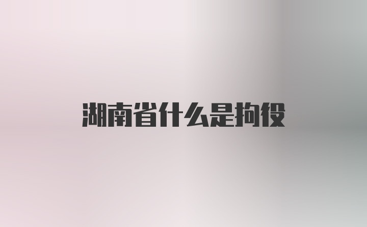 湖南省什么是拘役