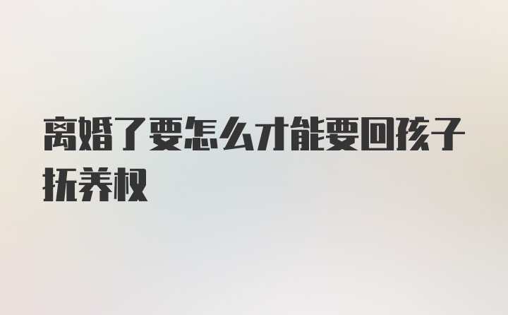 离婚了要怎么才能要回孩子抚养权