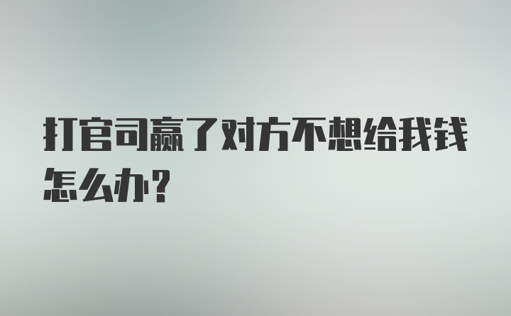 打官司赢了对方不想给我钱怎么办？