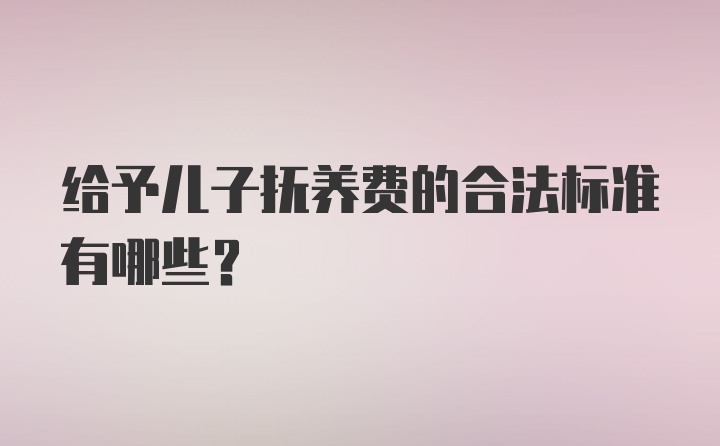 给予儿子抚养费的合法标准有哪些？