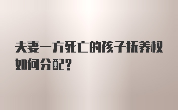 夫妻一方死亡的孩子抚养权如何分配？