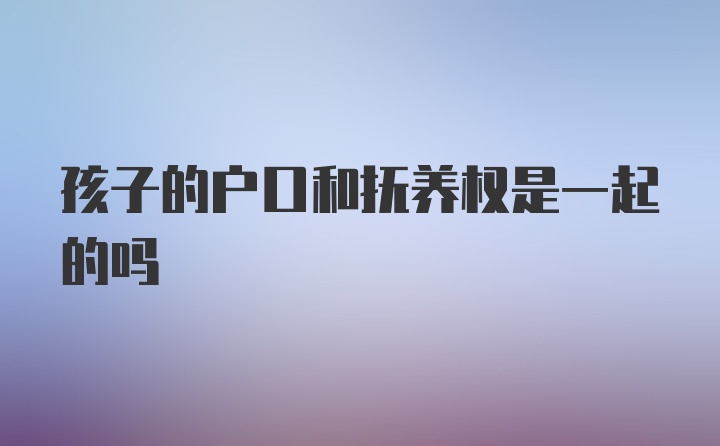 孩子的户口和抚养权是一起的吗