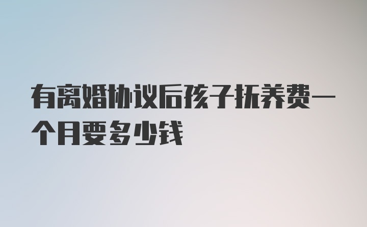 有离婚协议后孩子抚养费一个月要多少钱