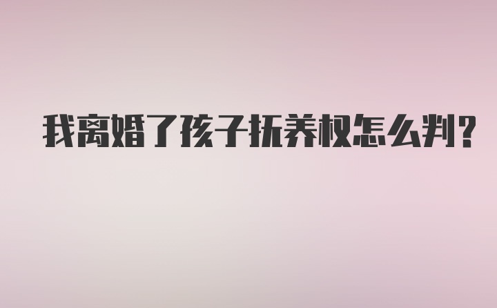 我离婚了孩子抚养权怎么判？