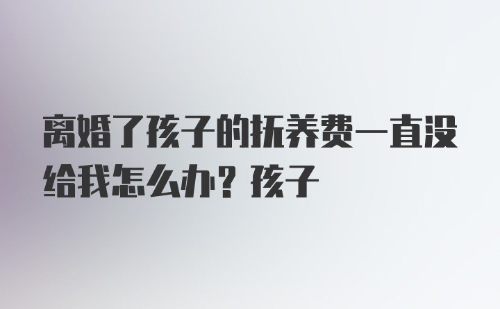 离婚了孩子的抚养费一直没给我怎么办？孩子