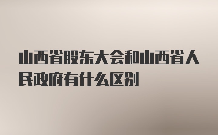 山西省股东大会和山西省人民政府有什么区别