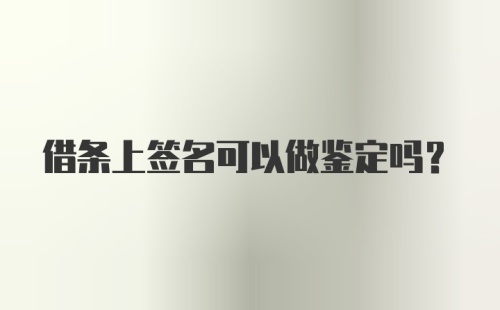 借条上签名可以做鉴定吗？