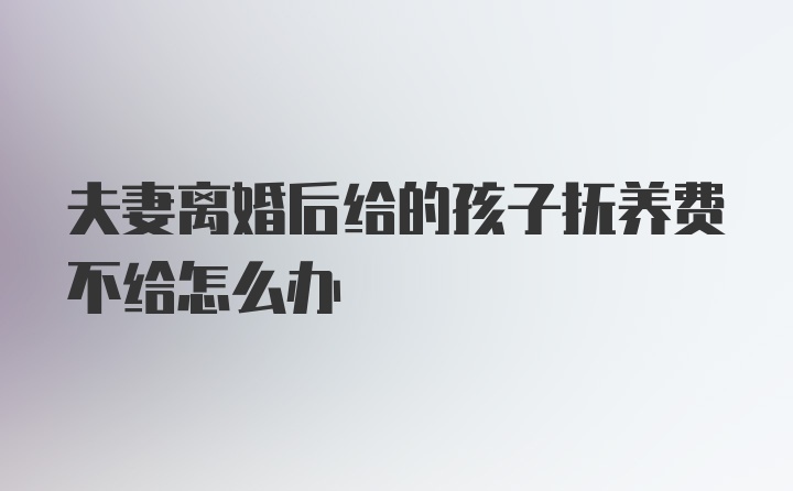 夫妻离婚后给的孩子抚养费不给怎么办