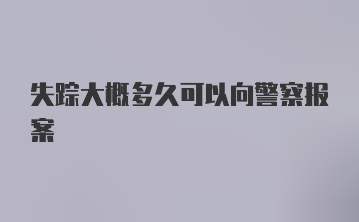 失踪大概多久可以向警察报案