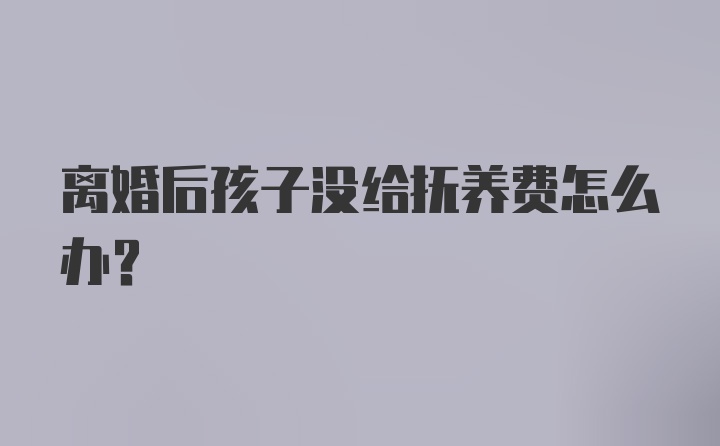 离婚后孩子没给抚养费怎么办？