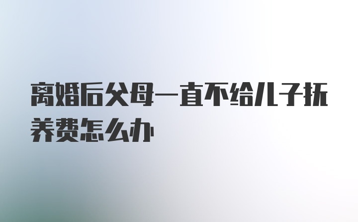 离婚后父母一直不给儿子抚养费怎么办