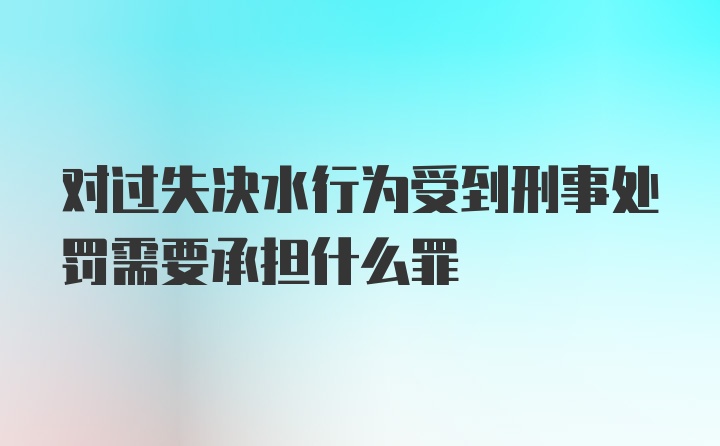 对过失决水行为受到刑事处罚需要承担什么罪