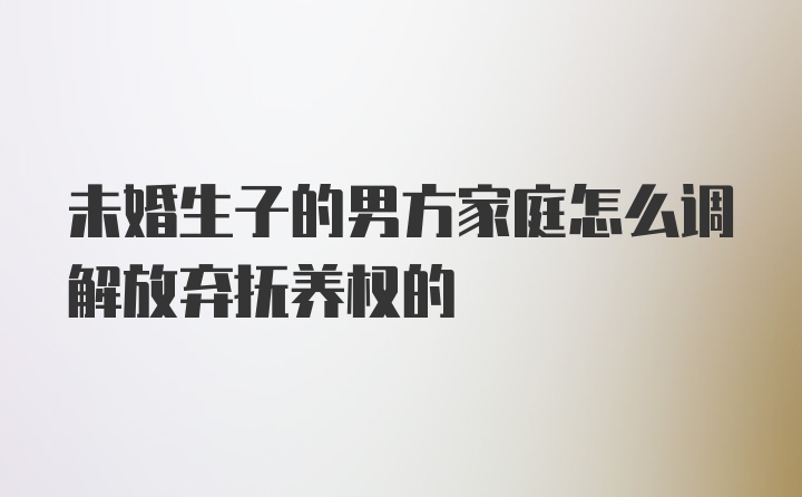 未婚生子的男方家庭怎么调解放弃抚养权的