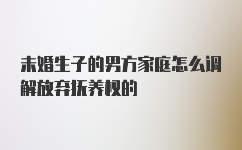 未婚生子的男方家庭怎么调解放弃抚养权的