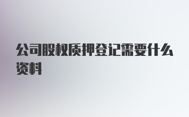 公司股权质押登记需要什么资料