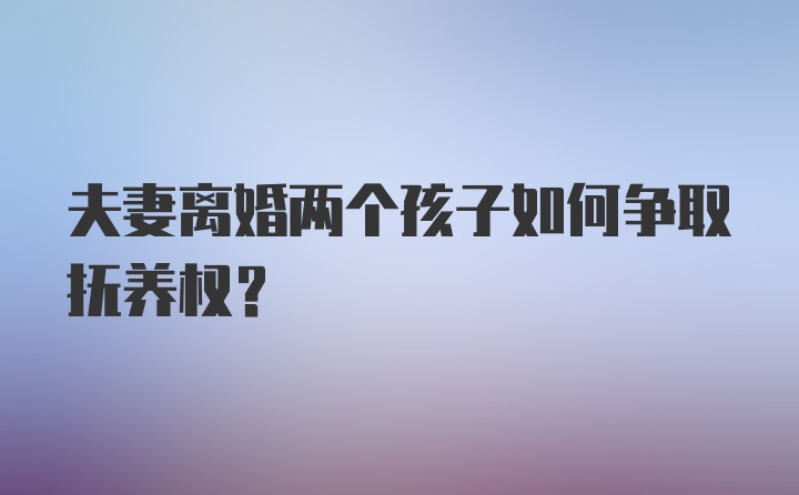 夫妻离婚两个孩子如何争取抚养权？