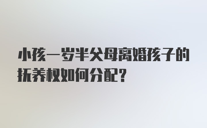 小孩一岁半父母离婚孩子的抚养权如何分配?