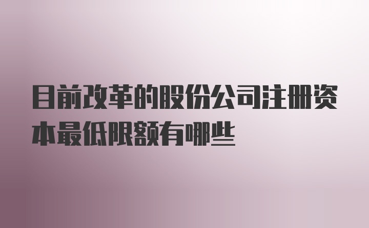 目前改革的股份公司注册资本最低限额有哪些