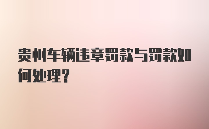 贵州车辆违章罚款与罚款如何处理？