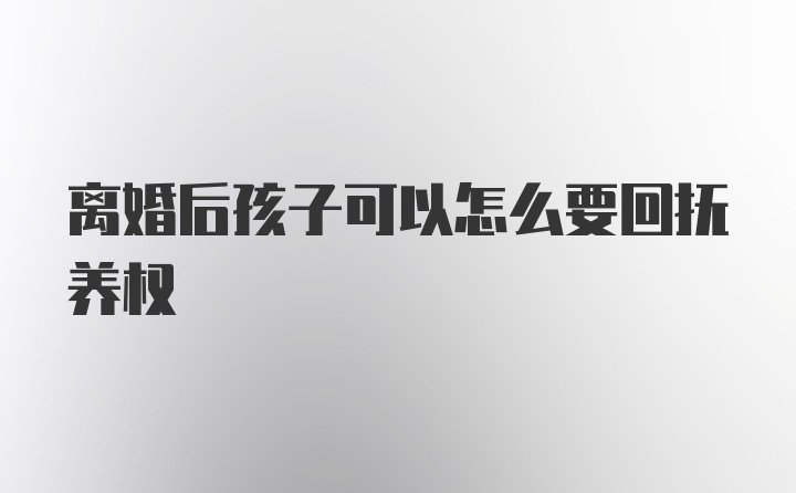 离婚后孩子可以怎么要回抚养权