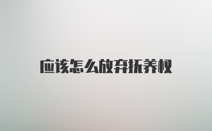 应该怎么放弃抚养权