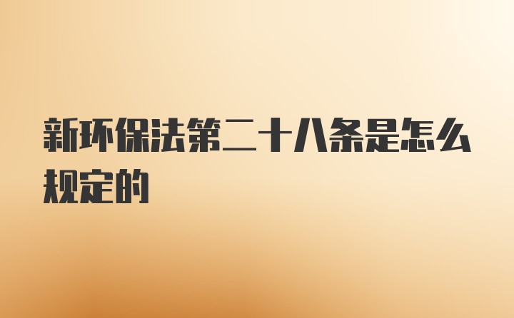 新环保法第二十八条是怎么规定的