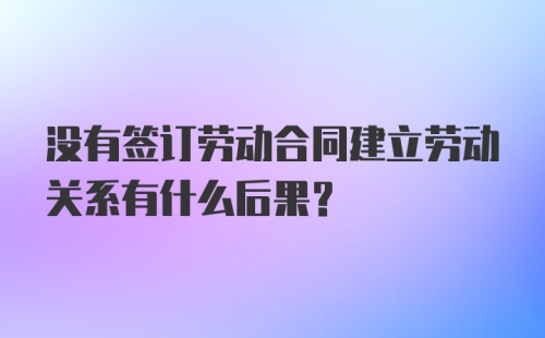 没有签订劳动合同建立劳动关系有什么后果？