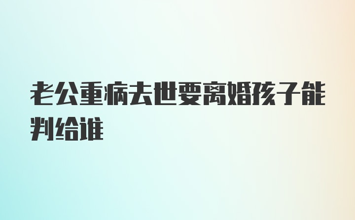 老公重病去世要离婚孩子能判给谁